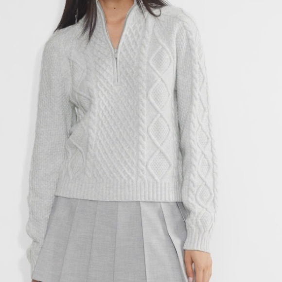 Sunday Best Sweaters - Aritzia Sunday Best color Heather Chrome Boreal 1/4 Zip Sweater